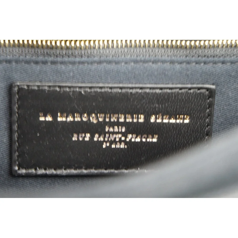 La Maroquinerie Sezane Claude Messenger Bag Black Leather Gold Hardware Good